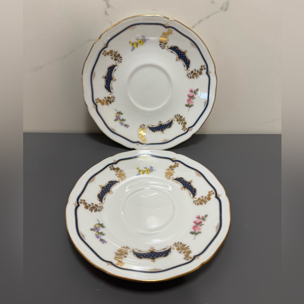 Mikasa White and Blue Floral Saucers